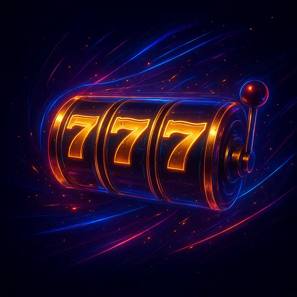 Golden slot reels spinning under neon lights